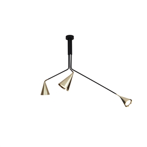 TOOY Gordon 561.13ABC Plafondlamp Mat Zwart/ Geborsteld Messing