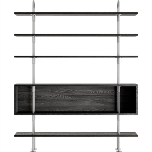 Gubi Keen 160 Plankensysteem 4 Planken & Box Roestvrij Staal/essenfineer