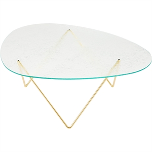 Gubi Pedrera salontafel van messing, halfmat/ Doorzichtig/glas