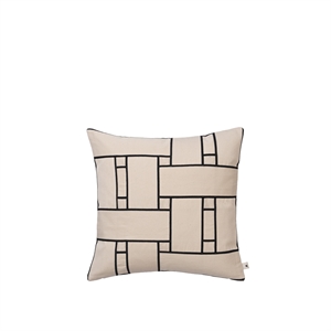 Ferm Living Lattice Offset kussen Gebroken Wit/ Zwart