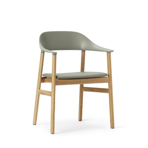 Normann Copenhagen Herit Eettafelstoel M. Armleuningen Leder Gestoffeerd Eiken/Dusty Groen