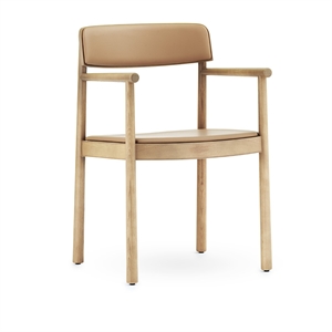 Normann Copenhagen Timb Eettafelstoel M. Armleuningen Leder Gestoffeerd Tan/Camel