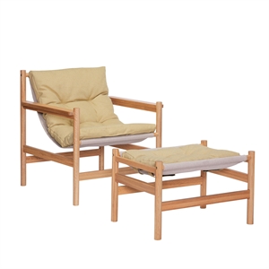 Hübsch Heritage Fauteuil Met Kruk Naturel/ Geel