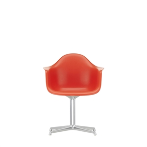Vitra Eames Plastic DAL RE Eetkamerstoel Poppy Rood/ Chroom