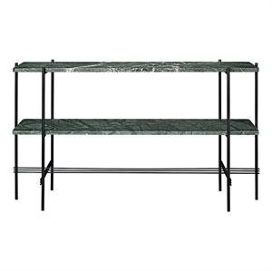 Gubi TS Consoletafel 120x72 met 2 Planken Zwart/Groen Guatemala Marmer