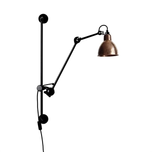 Lampe Gras N210 Wandlamp Mat Zwart & Ruw Koper