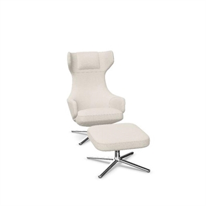 Vitra Grand Repos Fauteuil met Voetenbank Nubia Ivoor/parelmoer/ Chroom