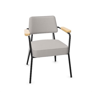 Vitra Fauteuil Eetkamerstoel, Keperstof, Lichtgrijs/natuurlijk Eiken/ Zwart