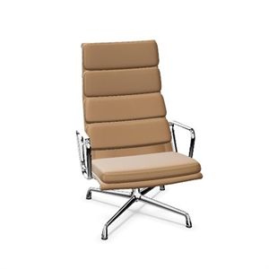 Vitra Soft Pad EA 222 Bureaustoel met Draai- en Kantelmechanisme, Camel/ Chroom