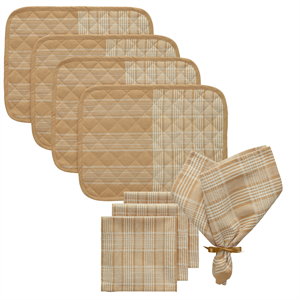 Decotique Rita Textielset 4 Placemats + 4 Servetten Wit/Beige