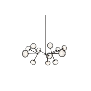 TOOY Nabila 552.12 Hanglamp Mat Zwart/ Zwart Chroom met Rookglas