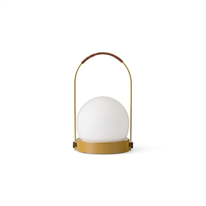Audo Carrie draagbare lamp, staal/goudbruin/leer