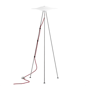 Piet Hein Sinus 440F Vloerlamp Opaal met Rood Textiel Snoer