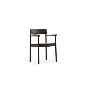 Normann Copenhagen Timb Eetkamerstoel met Armleuningen Bekleed Bruin/chocolade Leer