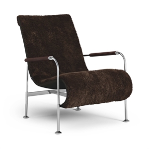 Zweedse Serpentine Fauteuil Chroom/ Schapenvacht Espresso/Tabak 8697