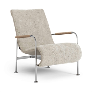 Zweedse Serpentine Fauteuil Chroom/ Schapenvacht Maanlicht/Natuur 8800