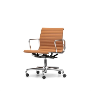 Vitra EA 118 Bureaustoel met Draai-/armleuning-/kantelmechanisme Cognac Leder/ Chroom Frame