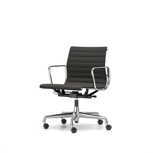 Vitra EA118 Bureaustoel met Draai-/armleuning-/kantelmechanisme Zwart Leder/ Chroom Frame