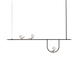 Artemide YANZI SC1 Hanglamp Wit Lampenkap, behuizing van Geborsteld Messing , Zwart behuizing