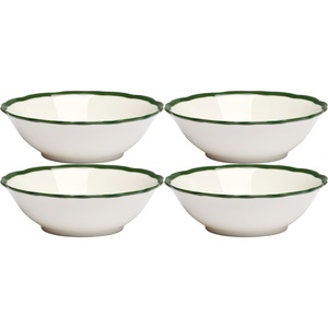 Decotique Fleur Schaal 15 cm Set van 4 Wit/ Donker Groen
