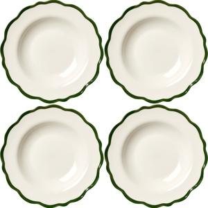 Decotique Fleur Schaal 23 cm Set van 4 Wit/Donkergroen