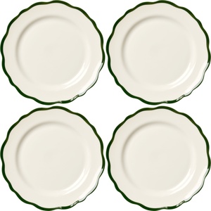 Decotique Fleur Side Plate 21 cm Set van 4 Wit/ Donker Groen