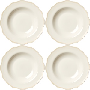 Decotique Fleur Schaal 23 cm Set van 4 Wit/Zand