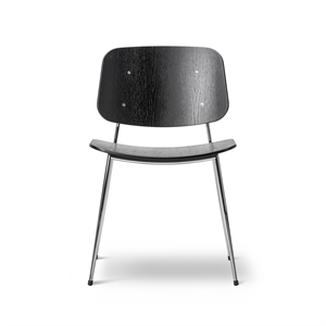 Fredericia Furniture Søborg Metaal Eettafelstoel Tube Lampenvoet Zwart Gelakt/Staal