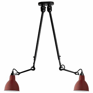 Lampe Gras N302 ceiling lamp Double mat black & mat red