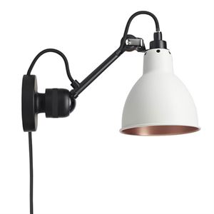 Lampe Gras N304 Wandlamp Zwart-Wit/ Koper Met Stekker