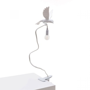 Seletti Sparrow Landing Tafellamp Met Klem Wit