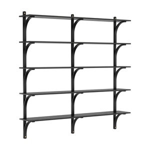 Swedese Levi Wandplank 180 cm 5 Planken Messing/ Zwart Gebeitst Essenhout