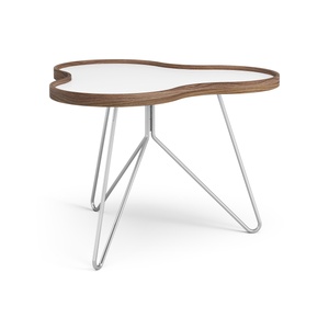 Swedese Flower salontafel 66x62 Wit/ Walnoot/ Chroom