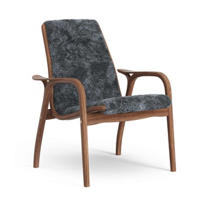 Swedese Laminaat Fauteuil Gelakt Walnoot/ Houtskool/Schapenvacht