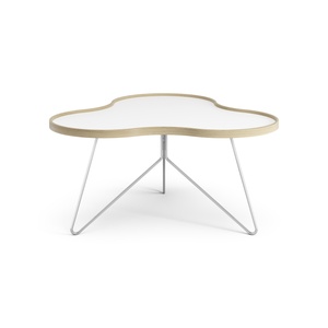 Swedese Flower salontafel 90x84 Wit/eiken/ Chroom