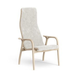 Swedese Lamino Fauteuil Hoog Gelakt Beukenhout/ Gebroken Wit/Schapenvacht