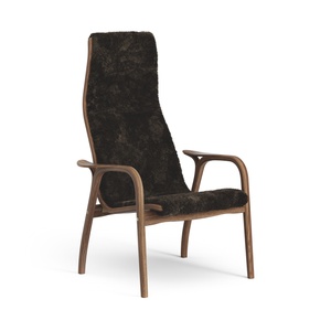 Swedese Lamino Fauteuil Hoog Gelakt Walnoot/Espresso/Schapenvacht