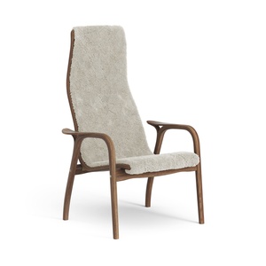 Swedese Lamino Fauteuil Hoog Gelakt Walnoot/Moonlight/Schapenvacht