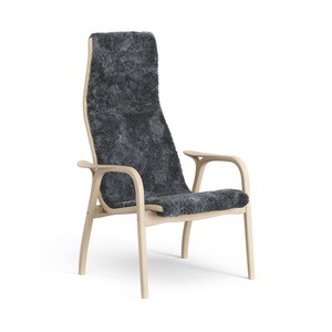 Swedese Lamino Fauteuil Hoog Gelakt Beuken/Houtskool/Schapenvacht