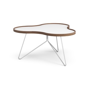 Swedese Flower salontafel 90x84 Wit/ Walnoot/ Chroom