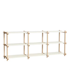 HAY Woody Shelving 2.0 Plankenkast Laag Amandelwit/Staal