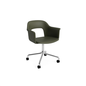 HAY Layout 264 eetkamerstoel met armleuning en draaifunctie, Grano Caper Green/ Aluminium