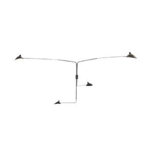 Serge Mouille 4 Draaibare Rechte Armen Wandlamp Zwart