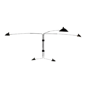 Serge Mouille 5 Draaibare Rechte Armen Wandlamp Zwart