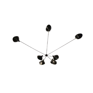 Serge Mouille Spider 7 Vaste Armen Wandlamp Zwart