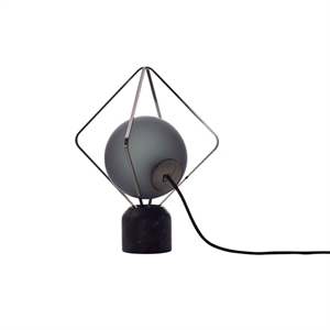 Brokis Jack O' Lantern Tafellamp Klein Zwart Chroom/ Gerookt Glas met Zwart Marquina Voet