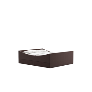 RYE Gebogen Bedframe met 4 Laden 200x200 Donkerbruin