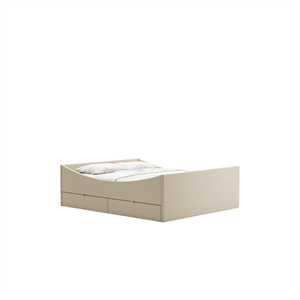 RYE Gebogen Bedframe met 4 Laden 180x210 Beige