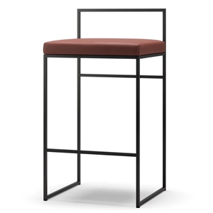 Department Barkruk met rugleuning 80 cm zwart/bruin leer