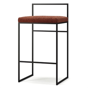 Department Barkruk met rugleuning 80 cm Zwart/roest bouclé